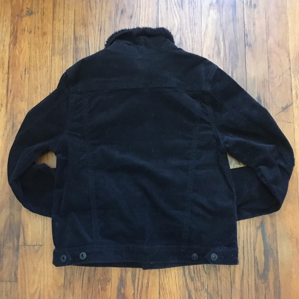 AG‎ Adriano Goldschmied Brody Kids Corduroy Jacket Size L Black Sherpa Collar - Picture 7 of 9